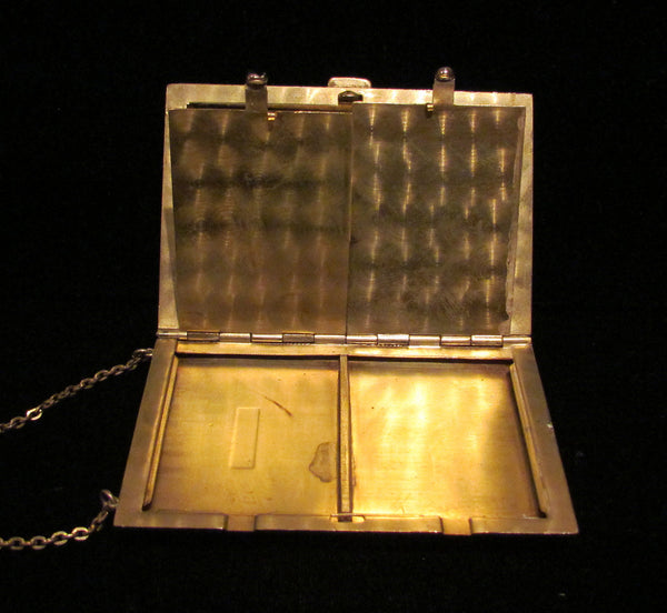 1910's Silver Compact Purse Sapphire Clasp Antique Dance Purse Rare