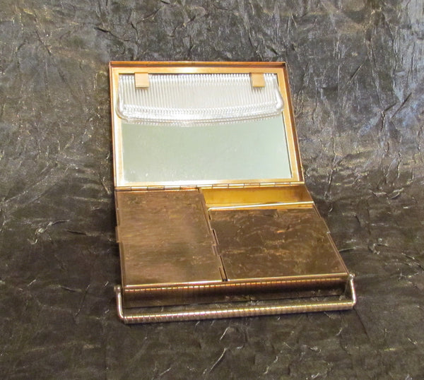 1950's Volupte Sophisticase Compact Purse Gold Compact Mad Men Purse Evening Bag In Original Box