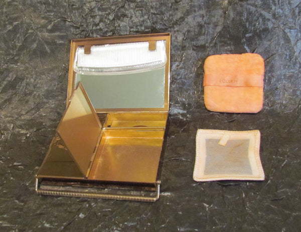1950's Volupte Sophisticase Compact Purse Gold Compact Mad Men Purse Evening Bag In Original Box