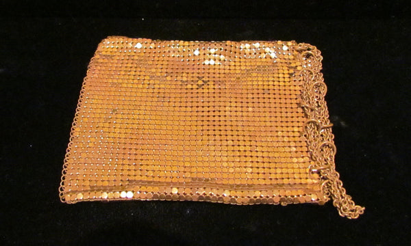 1930s Gold Mesh Coin Purse Art Deco Change Purse Vintage Drawstring Bag