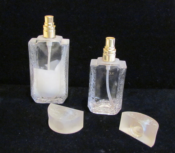 Lalique Perfume Bottles 3 Vintage Glass Bottles Fragrance Frosted Bottles