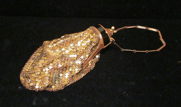 Whiting And Davis Gold Mesh Enamel Purse 1920s Evening Bag Art Deco Purse