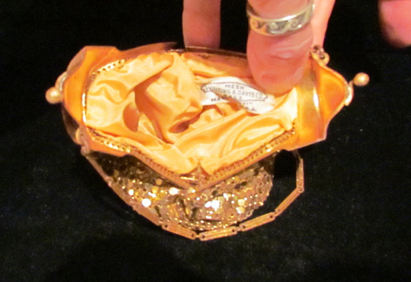Whiting And Davis Gold Mesh Enamel Purse 1920s Evening Bag Art Deco Purse