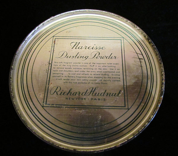 1920s Powder Tin Richard Hudnut Narcisse Metal Dusting Powder Box