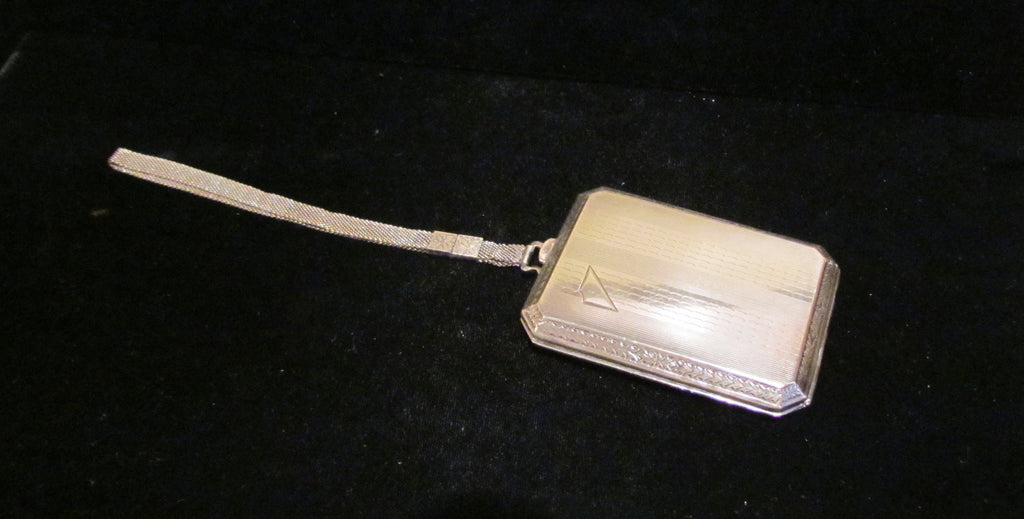 Vintage Silver Plated WHSCO Coin Or Change Purse Powder & Mirror Compact Silver Plated Wristlet Purse