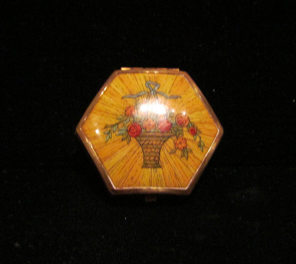 Vintage Houbigant 1930s Compact Hexagon Powder Rouge Mirror Compact Original Box
