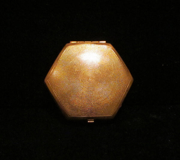 Vintage Houbigant 1930s Compact Hexagon Powder Rouge Mirror Compact Original Box