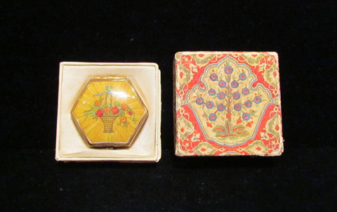 Vintage Houbigant 1930s Compact Hexagon Powder Rouge Mirror Compact Original Box