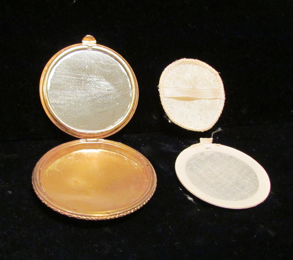 1930's Powder Compact Vintage Gold Celluloid Guilloche Compact