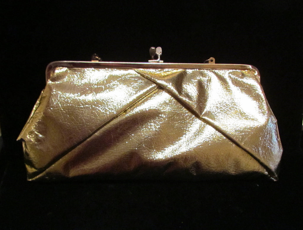 1970s Lam Clutch Purse Gold Tuck Away Chain Purse Formal Evening