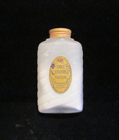 1920's Perfume Bottle Vintage Powder Richard Hudnut Powder Three Flowers Powder Talcum Powder Bottle RARE