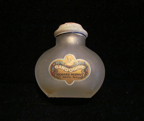 Richard Hudnut Perfume Bottle 1920's Bandoline Frosted Or Satin Glass Bottle Rare