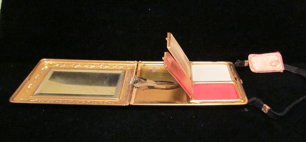 Vintage Mondaine Compact Purse 1930's Dance Purse Wristlet Compact Gold Rare