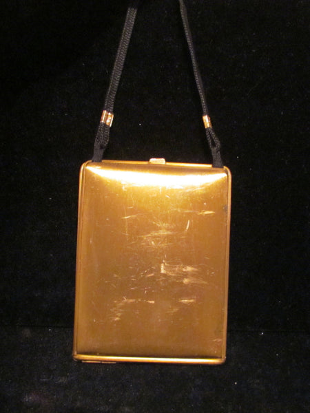 Vintage Mondaine Compact Purse 1930's Dance Purse Wristlet Compact Gold Rare