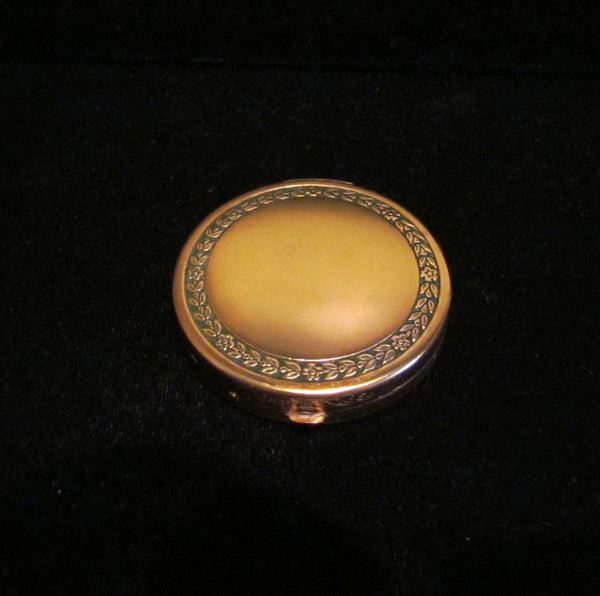 1917 Djer Kiss Powder Mirror Compact Gold & Green Enamel