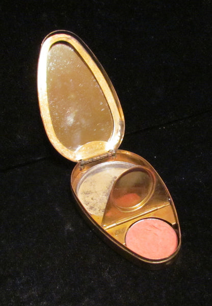 1917 Karess Woodworth Compact Vintage Powder Rouge Mirror Compact Fiancee Compact