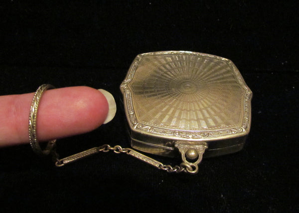 1900's Guilloche Dance Purse Victorian Powder Rouge & Mirror Compact