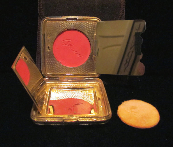1930s Bliss Brothers Guilloche Powder Compact 24kt Gold Plated In Excellent Condition