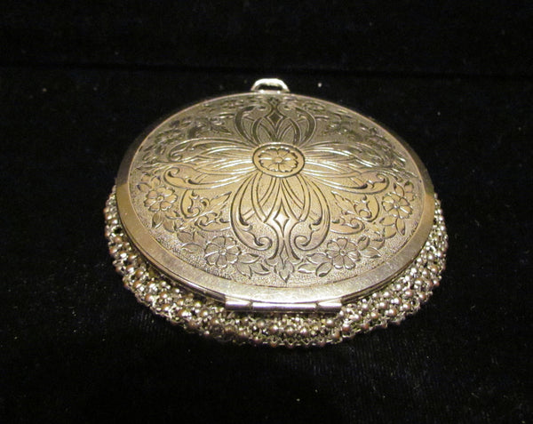 1930's Evans Silver Mesh Powder And Mirror Compact Rare