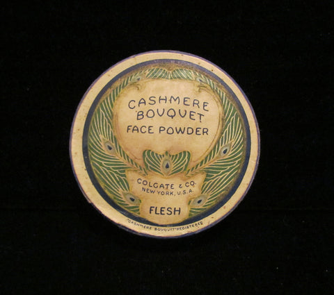 1930's Cashmere Bouquet Powder Box Colgate Peacock Litho Graphics