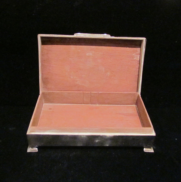 1945 Sterling Silver Cigarette Box Art Deco Tabletop Cigarette Case England Turner & Simpson Company