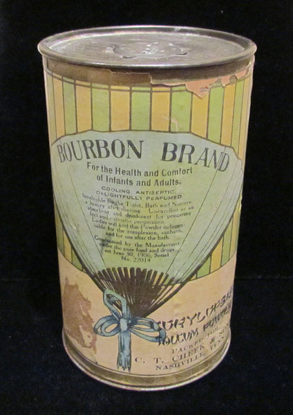 Antique Powder Tin Oriental Powder Tin 1906 Powder Tin Bourbon Brand Talcum Powder Asian Powder Tin EXREMELY RARE