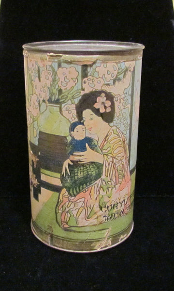 Antique Powder Tin Oriental Powder Tin 1906 Powder Tin Bourbon Brand Talcum Powder Asian Powder Tin EXREMELY RARE