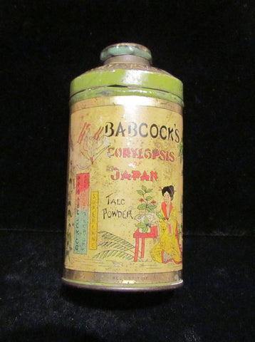 Antique Babcock's Powder Tin 1900's Corylopsis Asian Full Tin