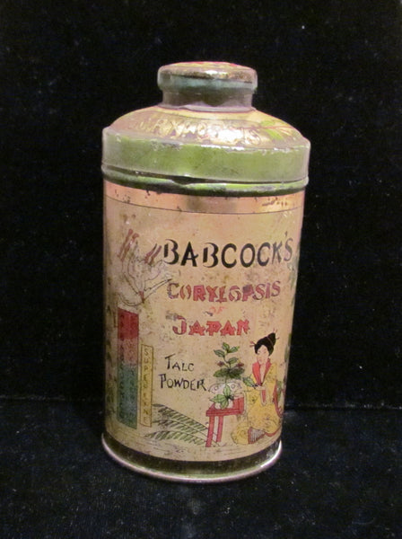 Antique Babcock's Powder Tin 1900's Corylopsis Asian Full Tin