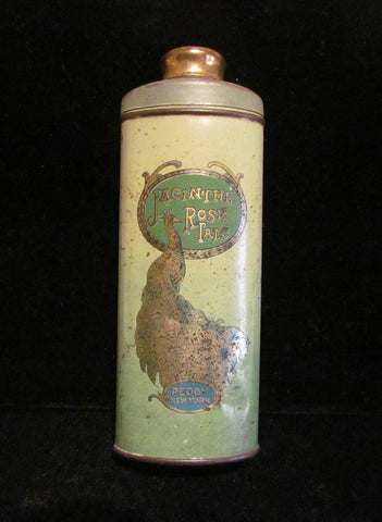 Vintage Powder Tin 1900's Powder Tin Jacinthe Rose Powder Tin Peacock Tin Antique Tin EXTREMELY RARE FULL