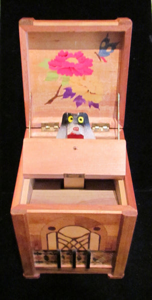 1940s Dog Cigarette Dispenser Wooden Box Occupied Japan
