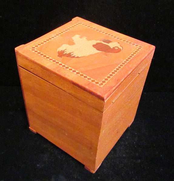 1940s Dog Cigarette Dispenser Wooden Box Occupied Japan