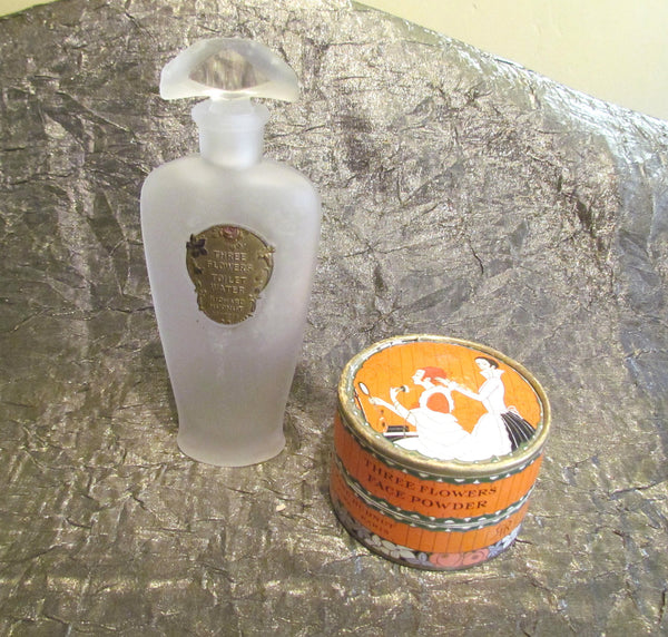 Rare Richard Hudnut Perfume & Powder Box Gift Set 1920's Perfume Vintage Three Flowers