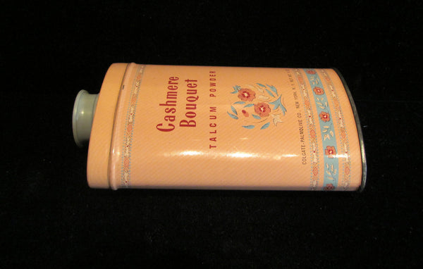 Cashmere Bouquet Talcum Powder Tin 1940s Art Deco Litho Graphics Vintage Full & Unused