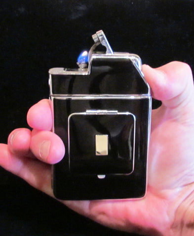 Vintage Marathon Compact Cigarette Case Lighter Black Enamel Working