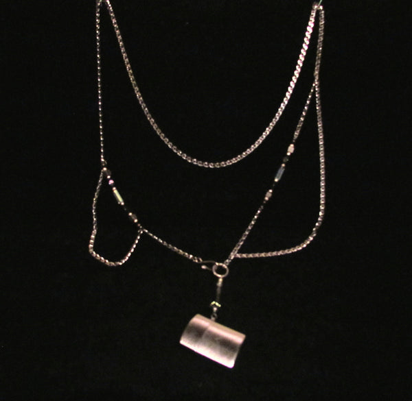 Vintage Lighter Steampunk Necklace Handmade Beaded OOAK Silver Pendant Necklace