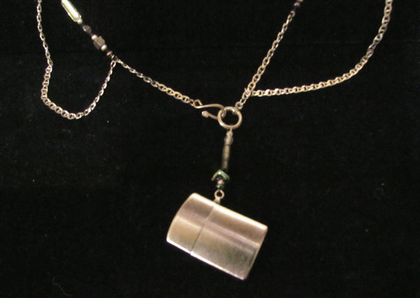 Vintage Lighter Steampunk Necklace Handmade Beaded OOAK Silver Pendant Necklace