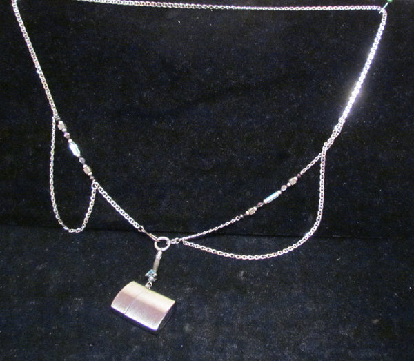 Vintage Lighter Steampunk Necklace Handmade Beaded OOAK Silver Pendant Necklace
