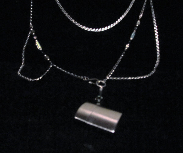 Vintage Lighter Steampunk Necklace Handmade Beaded OOAK Silver Pendant Necklace