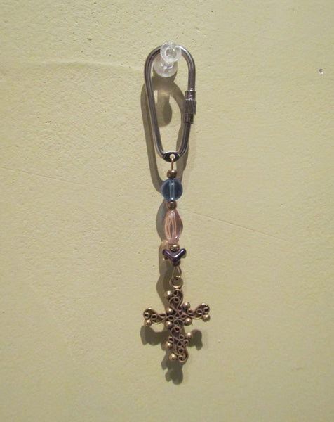 OOAK Handmade Cross Keychain Christian Beaded Religious Ladies Key Chain