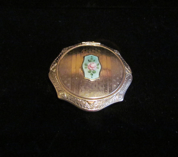 1920's Compact Guilloche Compact Silver Compact Art Deco Compact Powder Compact Mirror Compact Rouge Compact