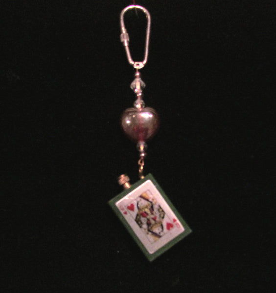 Lighter Key Chain Vintage Queen Of Hearts Permanent Match Lighter OOAK Handmade Keychain