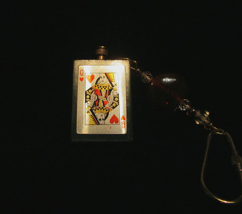 Lighter Key Chain Vintage Queen Of Hearts Permanent Match Lighter OOAK Handmade Keychain
