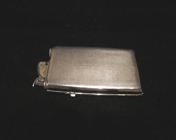Vintage Evans Cigarette Case Lighter Art Deco Black Enamel & Silver Excellent Working Condition