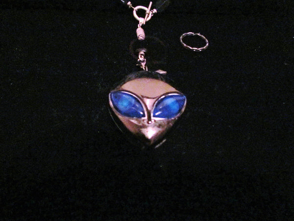 Vintage Alien ET Lighter Necklace Keychain OOAK Beaded Pendant Necklace Working Lighter