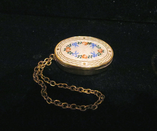 Antique Guilloche Compact Purse Wristlet Powder Compact Vintage Dance Purse Snuff Box RARE