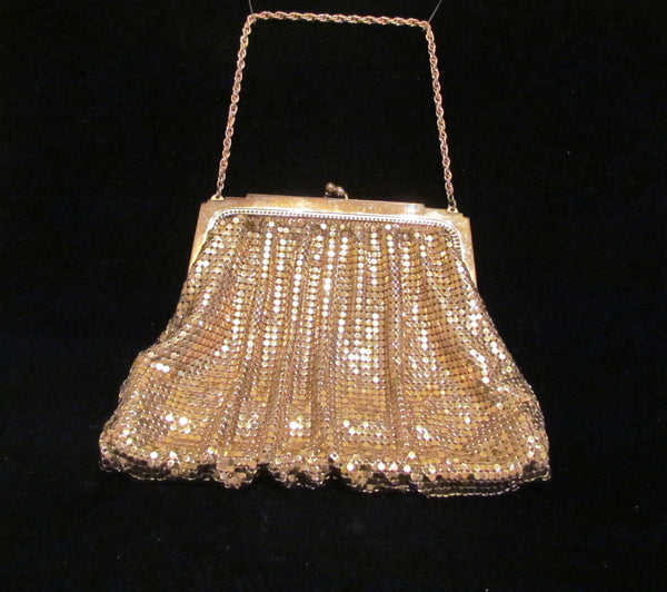 Vintage Whiting & Davis Gold Mesh Purse 1930's Art Deco Purse Wedding Bridal Formal Evening Bag
