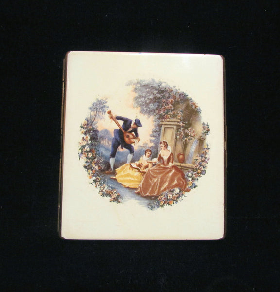 Colibri Cigarette Case & Lighter Set Enamel Courting Scene Cigarette Case Gift Set
