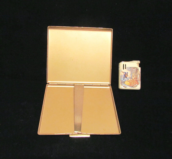 Colibri Cigarette Case & Lighter Set Enamel Courting Scene Cigarette Case Gift Set