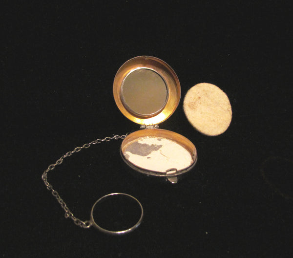 Antique Sterling Silver Powder Compact Finger Ring 1910 Snuff Box